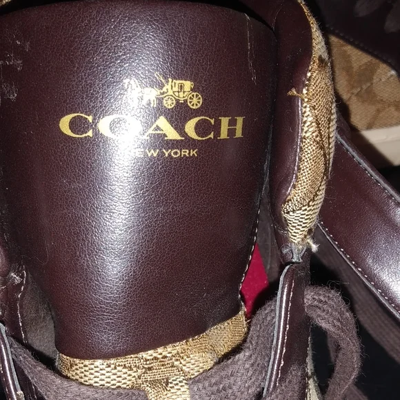 Coach Brown and Cream High-Top Sneakers - Picture 4 of 4
